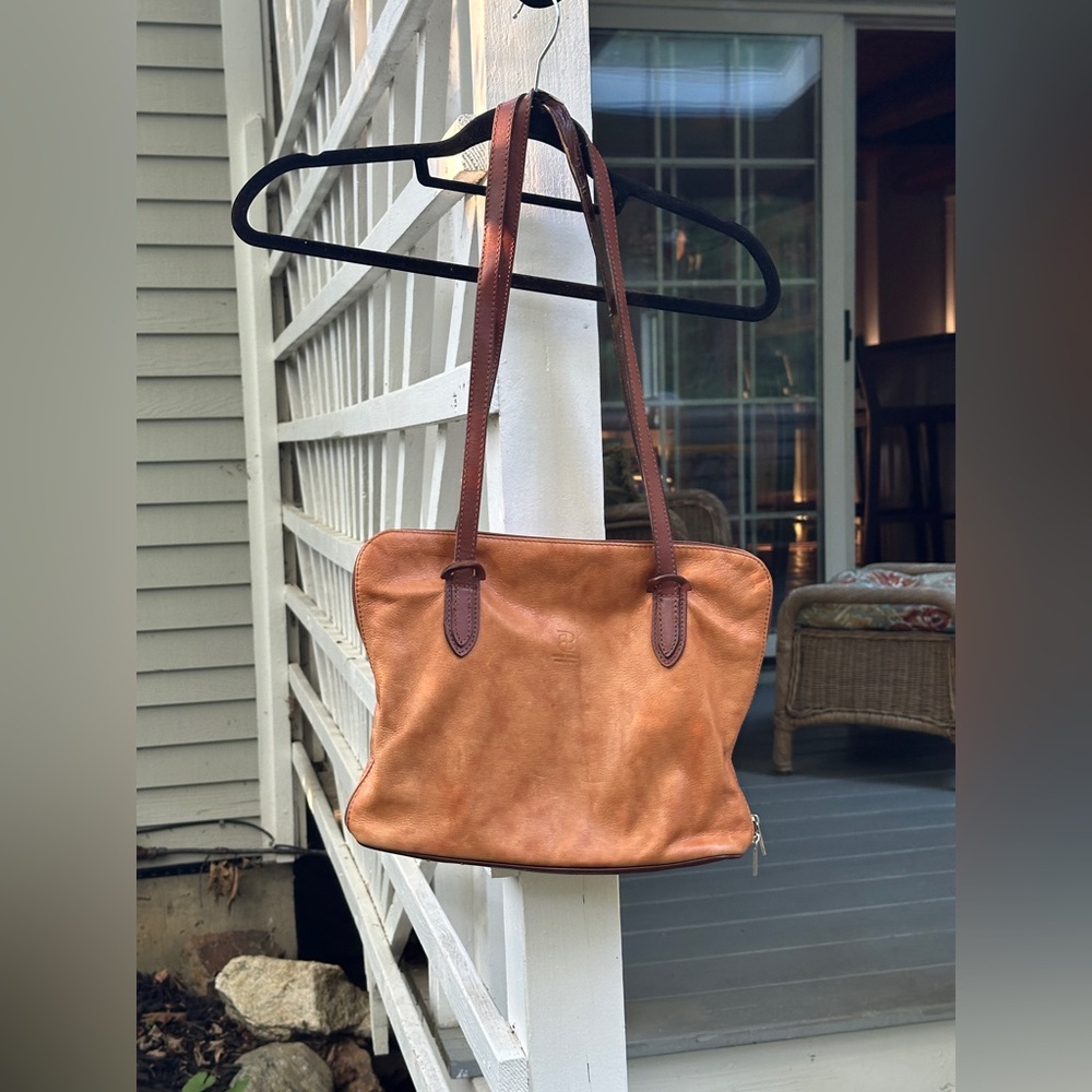 Vintage Genuine Leather Tan Shoulder Bag Made in Italy